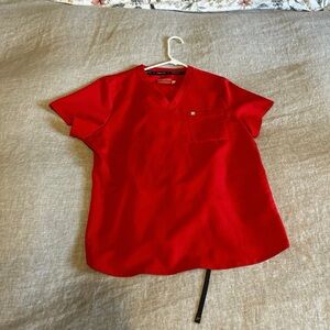 Fabletics scrub set, size large, goji red, like new.